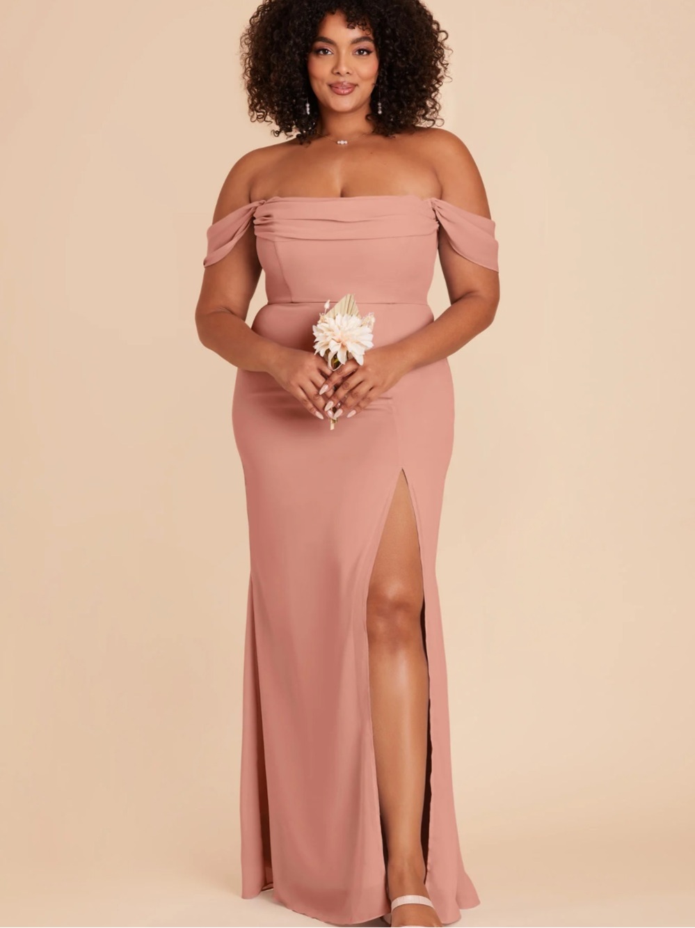 NWOT Birdy Grey Mira Dress Chiffon Dusty Rose Maxi Bridesmaid Formal Sz XXL NEW